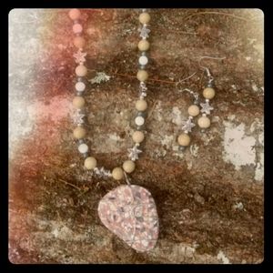 Speckled tile necklace & earrings set